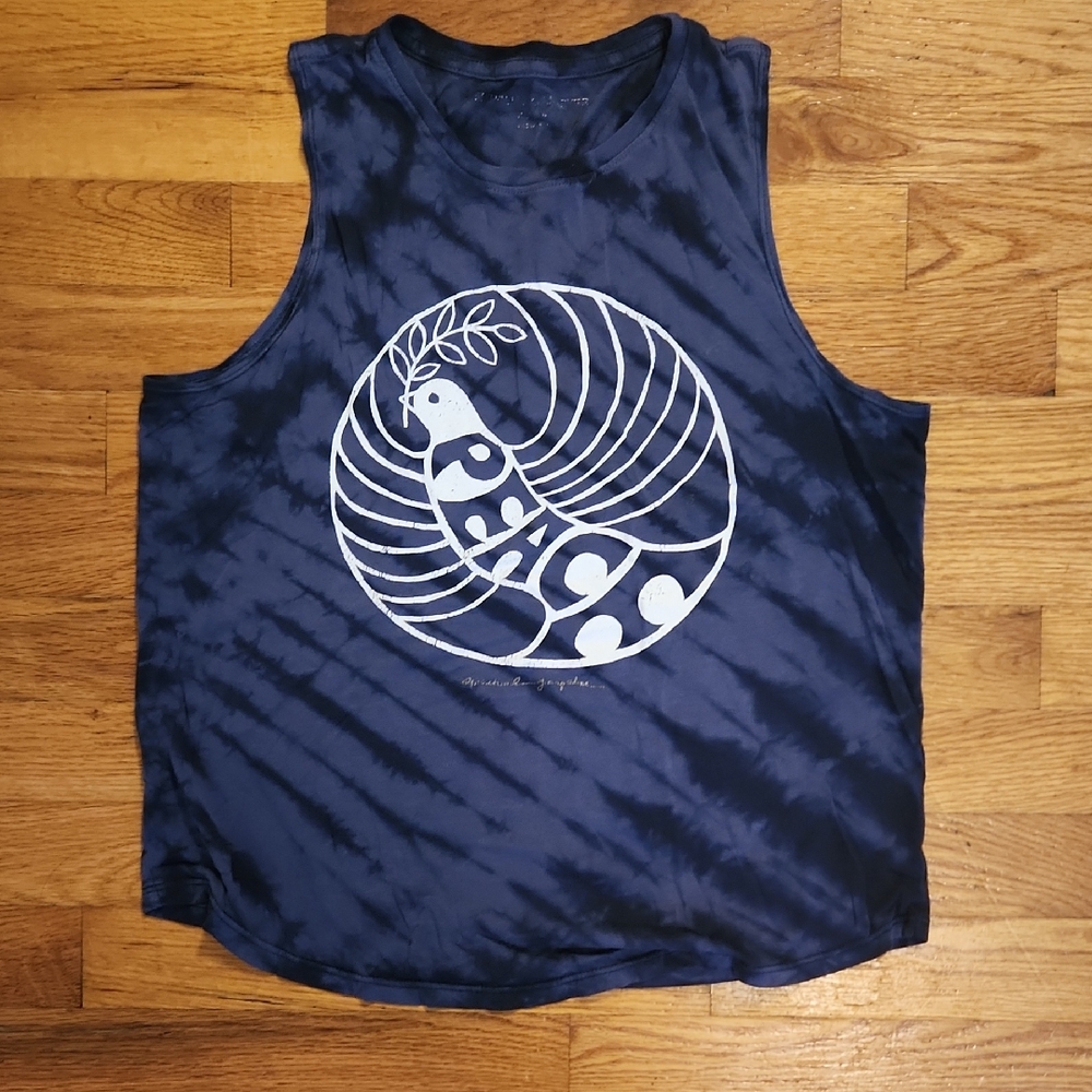 Spirirual Gangster Navy Tie-Dye Peace Tank Top